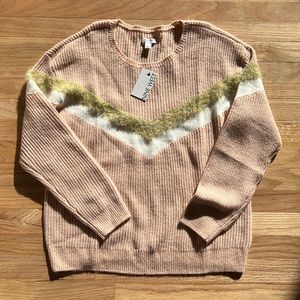 Nine West pink and gold chevron sweater